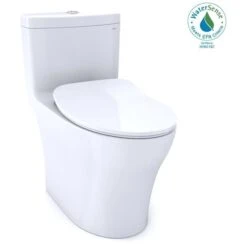 TOTO Aquia IV One-Piece Elongated Dual Flush 1.28 And 0.9 GPF Universal Height Cotton White