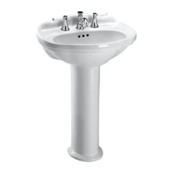TOTO - LPT754.4#01 - Toto® Whitney® Oval Pedestal Bathroom Sink For 4 Inch Center Faucets, Cotton White