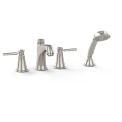 TOTO - TB211S#PN - Toto® Keane™ Two Handle Deck-Mount Roman Tub Filler Trim With Hand Shower, Polished Nickel