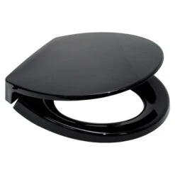 TOTO Toilet Seat, With Cover, Polypropylene, Round, Black