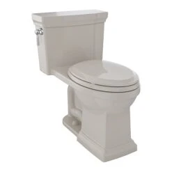TOTO Toilet W/CeFiONtect, 2-Piece, Elngtd, Bone, 1.0 Gpf, Tornado Flush, Floor Mount, Elongated, Bone