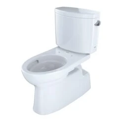 TOTO Toilet W/CeFiONtect, Rght-Hnd Levr, Cotton, 1.28 Gpf, Tornado Flush, Elongated, Cotton